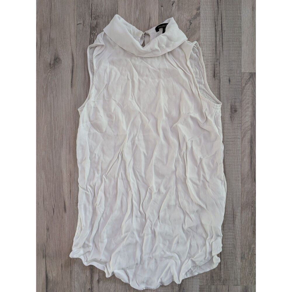 Massimo Dutti White Sleeveless Collared Top, XS (C3)